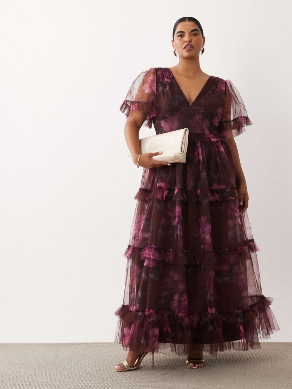 ASOS Lace & Beads Plus Size Tulle Maxi Dress